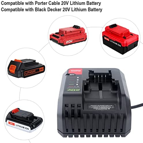 Fancy Buying Co. 20V Max Lithium Battery Charger for Porter Cable PCC685L PCC685LP PCC680L PCC692L PCC691L and Black Decker 20V Battery Lbxr20 LBX4020